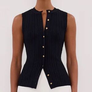 Dissh Jasmine Ink Knit Ribbed Top size Medium NWT